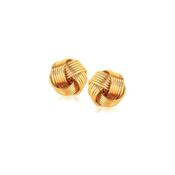 14k Yellow Gold Interlaced Love Knot Stud Earrings - Picture 2 of 2